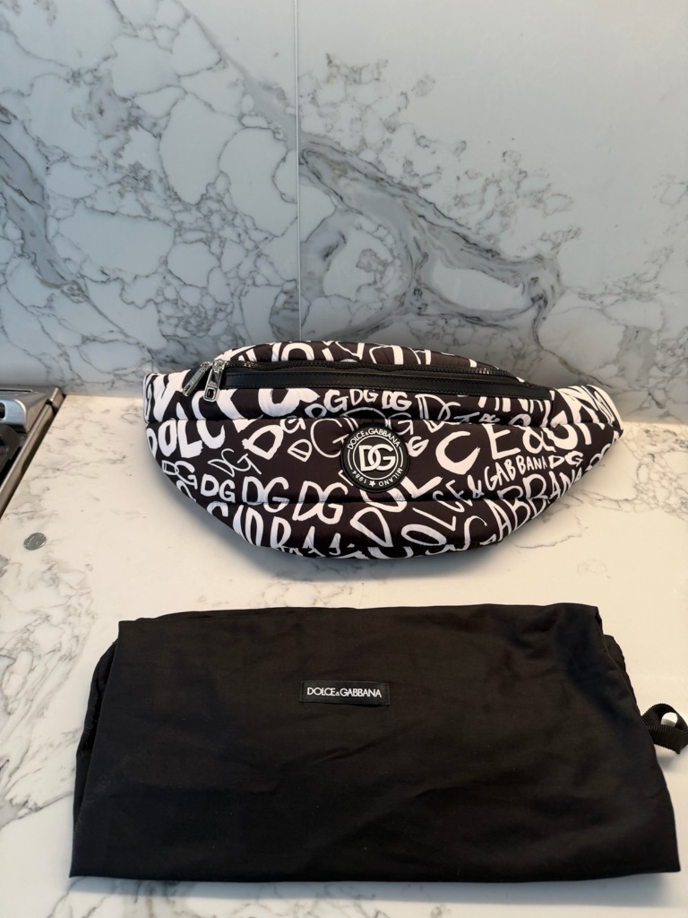 Dolce & Gabbana Black and White Logo Pouch